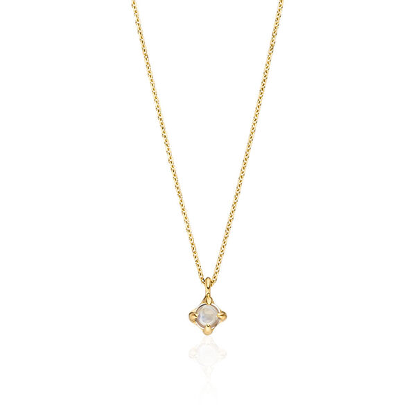 Halskette Cabochon, Mondstein, 14 Karat Gelbgold