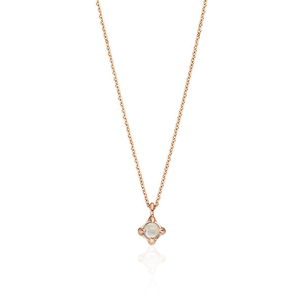 Halskette Cabochon, Mondstein, 14 Karat Rosegold