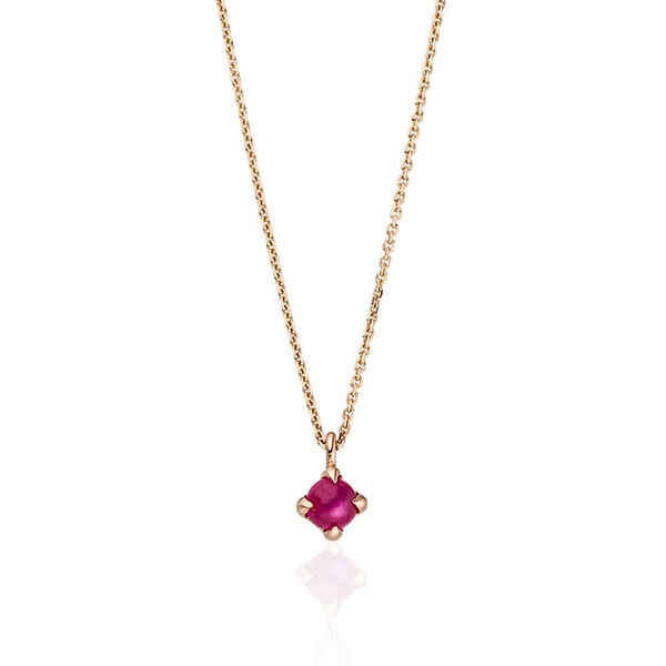 Halskette Cabochon, Rubin, 14 Karat Rosegold