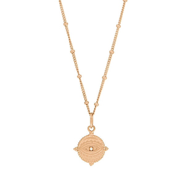 Halskette Evil Eye, 45cm, 18 Karat Rosegold vergoldet