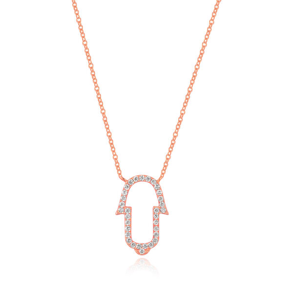 Halskette Fatima mit Diamanten, 18 K Roségold