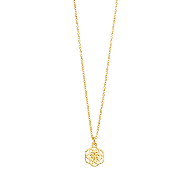 Halskette Flower of Life, 45cm, 18 Karat Gelbgold vergoldet