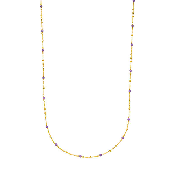 Halskette Flying Gems, Amethyst, 90cm, 18 K Gelbgold vergoldet