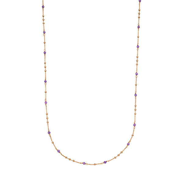 Halskette Flying Gems, Amethyst, 90cm, 18 K Rosegold vergoldet