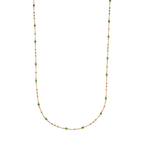Halskette Flying Gems, Grner Achat, 90cm, 18 Karat Rosegold vergoldet