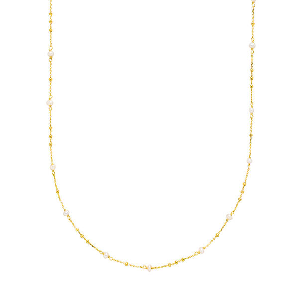 Halskette Flying Gems, Perle, 90cm, 18 K Gelbgold vergoldet