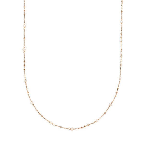 Halskette Flying Gems, Perle, 90cm, 18 K Rosegold vergoldet