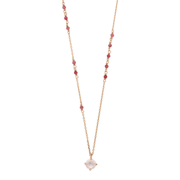 Halskette Flying Gems, Rosenquarz, 18 K Rosegold vergoldet