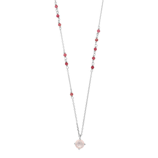Halskette Flying Gems, Rosenquarz, 925 Sterlingsilber