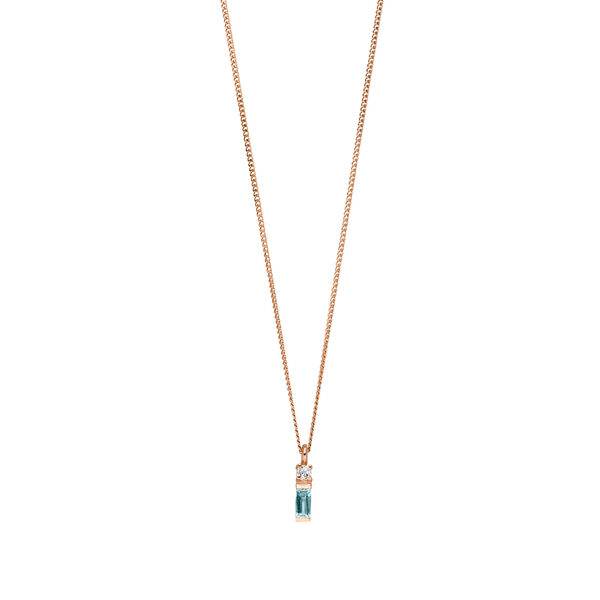 Halskette Glamour, Blue/White Topas, 18 K Rosegold vergoldet