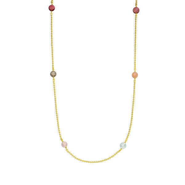 Halskette Gorgeous Gems, 80cm, 18 K Gelbgold vergoldet