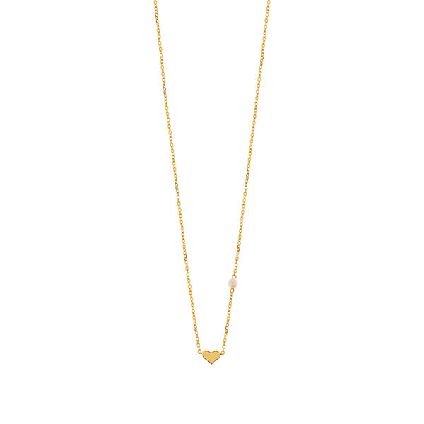 Halskette Herz mit Perle, 18 K Gelbgold vergoldet