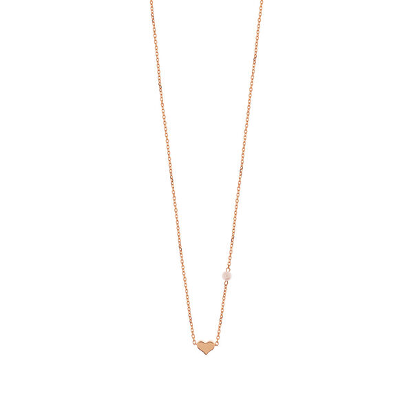 Halskette Herz mit Perle, 18 Karat Rosegold vergoldet