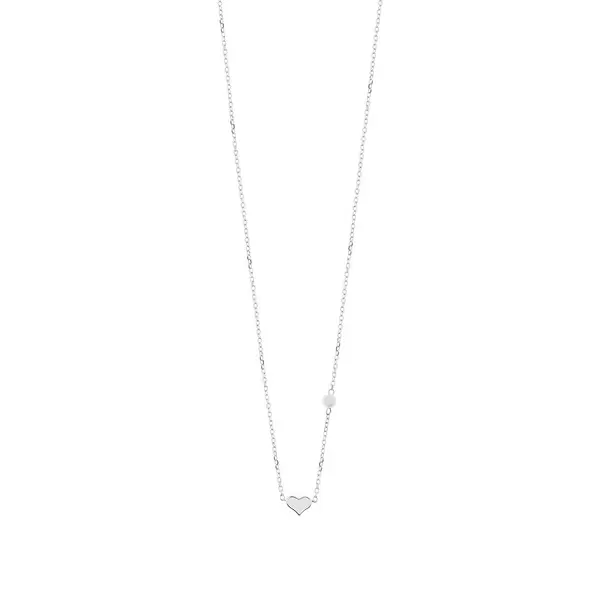 Leaf Jewelry Halskette Herz mit Perle, 925 Sterlingsilber