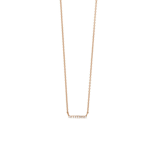 Halskette Horizontal Bar, Diamant, 14 K Rosegold