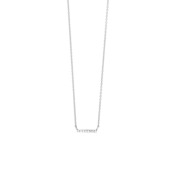 Halskette Horizontal Bar, Diamant, 14 Karat Weigold