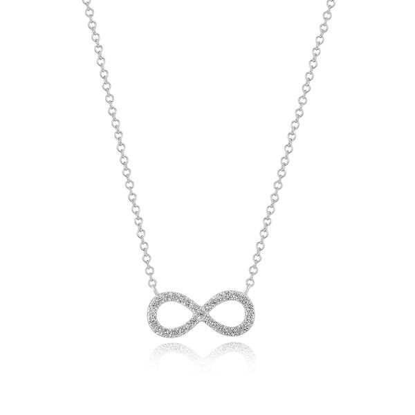 Halskette Infinity mit Diamanten, 18 K Weissgold