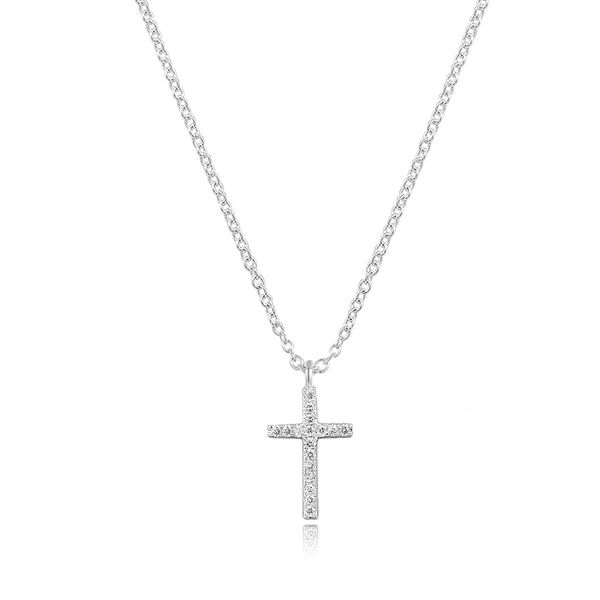 Halskette Kreuz mit Diamanten, 18 K Weigold