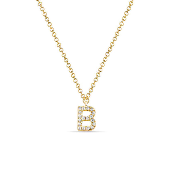 Halskette Letter B, 14 K Gelbgold mit Diamanten