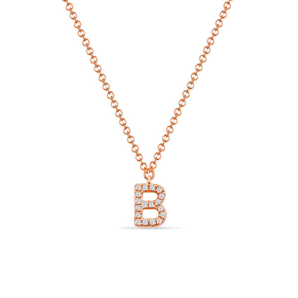 Halskette Letter B, 14 K Rosegold mit Diamanten