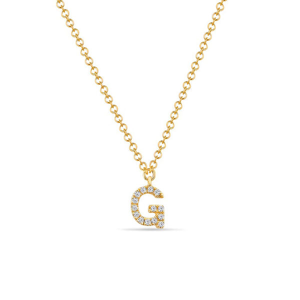 Halskette Letter G, 14 K Gelbgold mit Diamanten