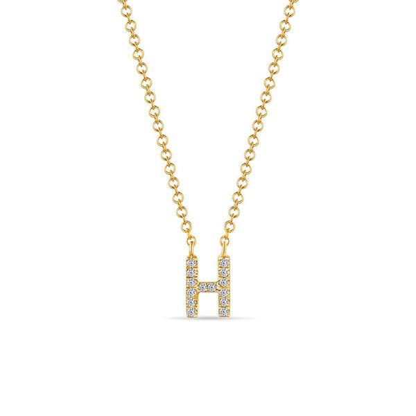 Halskette Letter H, 14 K Gelbgold mit Diamanten