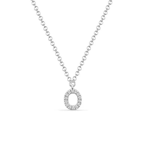 Leaf Jewelry Halskette Letter "O", 14 K Weißgold mit Diamanten