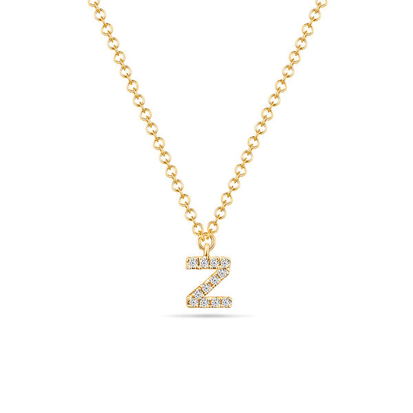 Halskette Letter Z, 14 K Gelbgold mit Diamanten