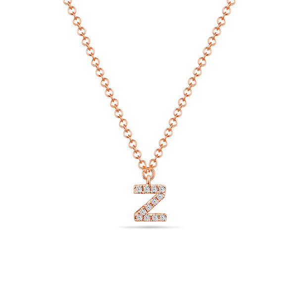 Halskette Letter Z, 14 K Rosegold mit Diamanten