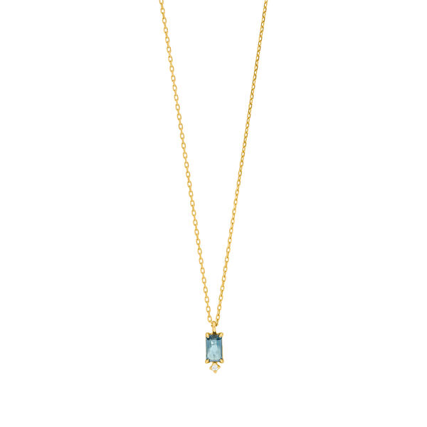 Halskette London Blue Topaz SQUARE, 14 Karat Gelbgold