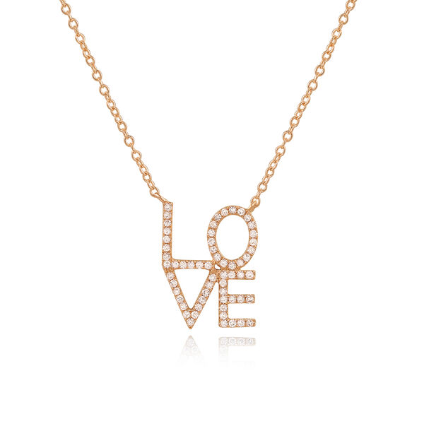 Halskette Love mit Diamanten, 18 Karat Rosegold