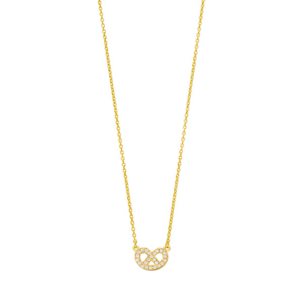 Halskette Mini Brezn mit Zirkonia, 18 Karat Gelbgold vergoldet