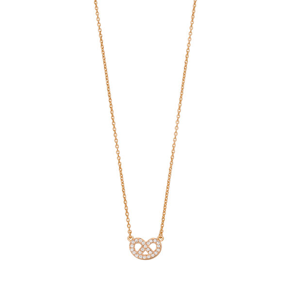 Halskette Mini Brezn mit Zirkonia, 18 Karat Rosegold vergoldet