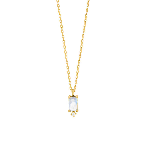 Halskette Mondstein SQUARE, 14 Karat Gelbgold