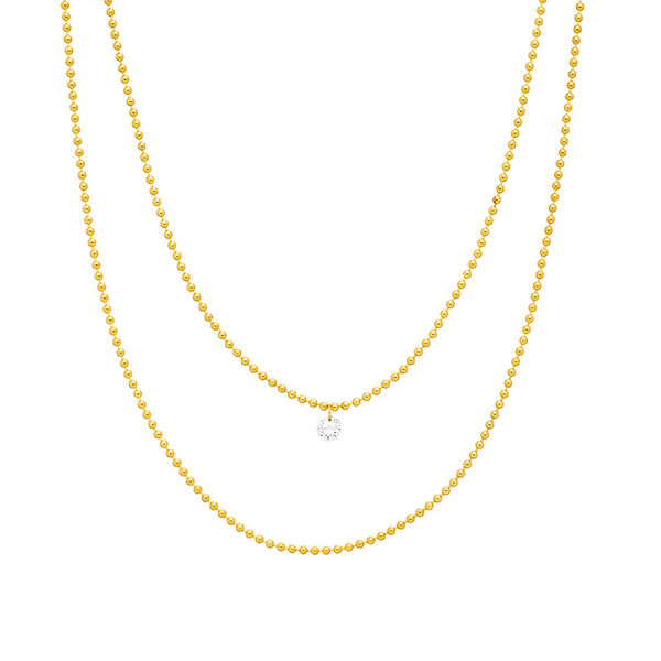 Halskette PURE Double, Diamant, 14 Karat Gelbgold