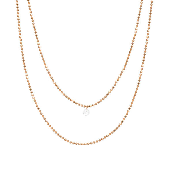 Halskette PURE Double, Diamant, 14 Karat Rosegold