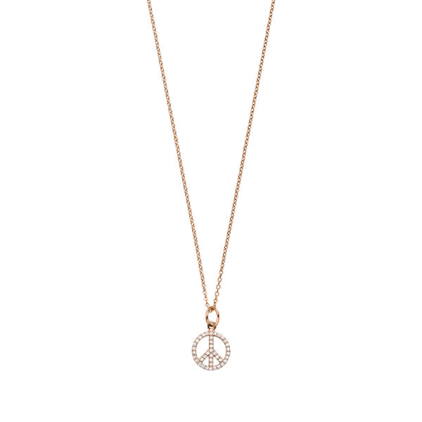 Halskette Peace mit Zirkonia, 18 Karat Rosegold vergoldet