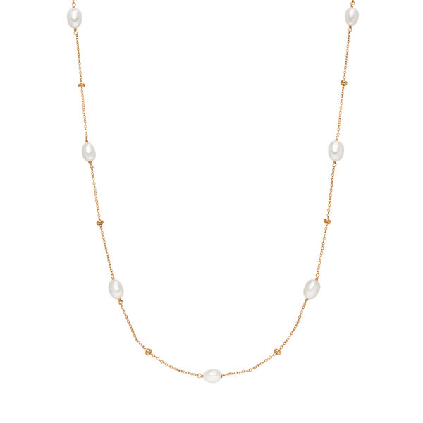 Halskette Perlen Basic, 18 Karat Rosegold vergoldet