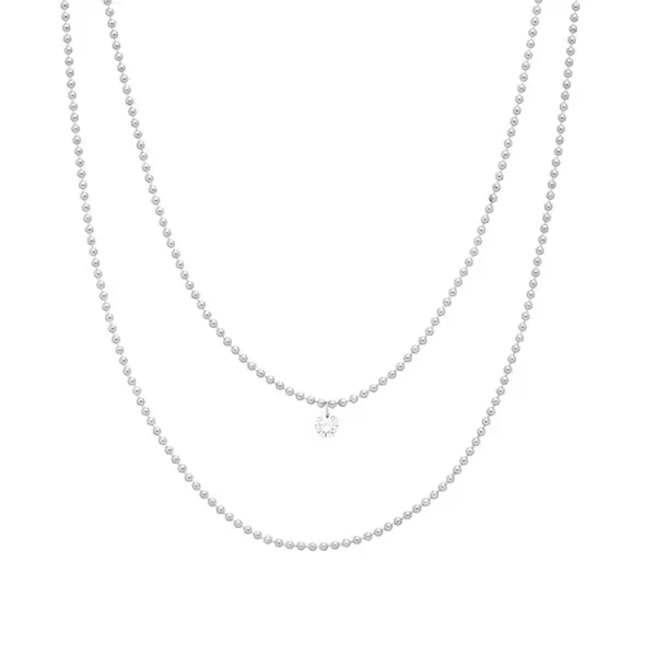 Leaf Jewelry Halskette Pure Double, Diamant, 14 K Weißgold