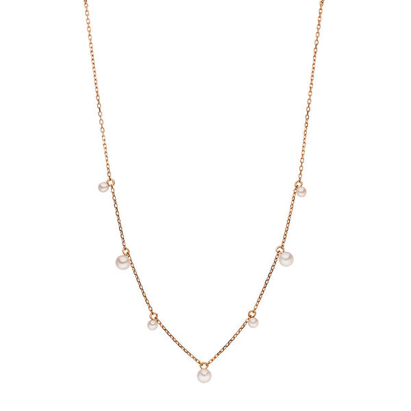 Halskette Rain Drop, 18 Karat Rosegold vergoldet, Perle