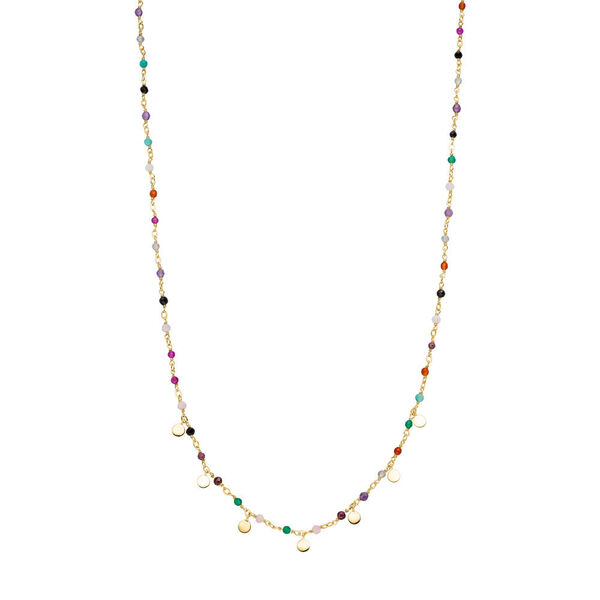 Halskette Rainbow, 18 Karat Gelbgold vergoldet, Multi Gems