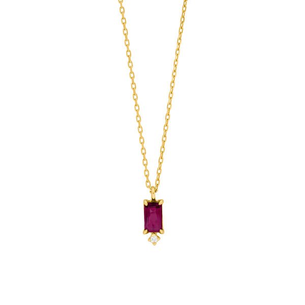 Halskette Rhodolith SQUARE, 14 Karat Gelbgold