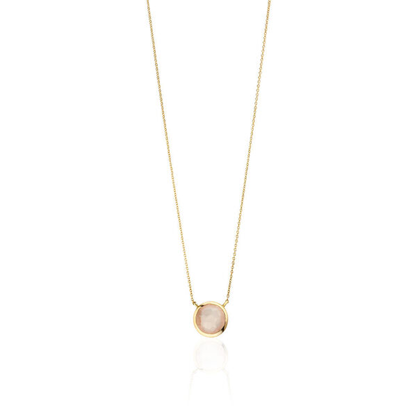 Halskette Rosenquarz, 14 Karat Gelbgold