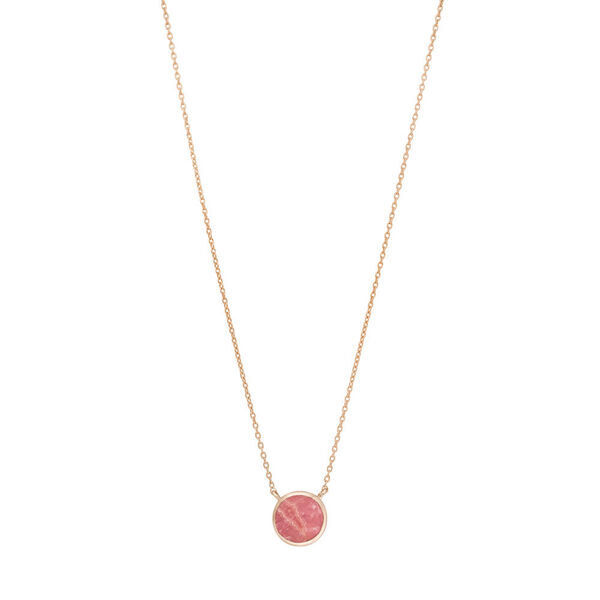 Halskette Round, Rhodochrosit, 18 K Rosegold vergoldet