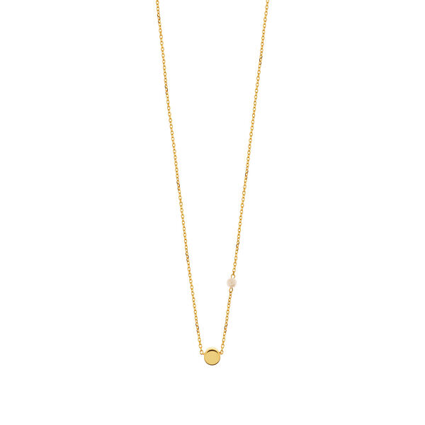 Halskette Round mit Perle, 18 Karat Gelbgold vergoldet