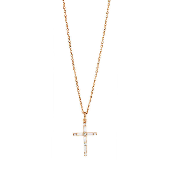 Halskette SPARKLE CROSS, 18 Karat Rosegold vergoldet