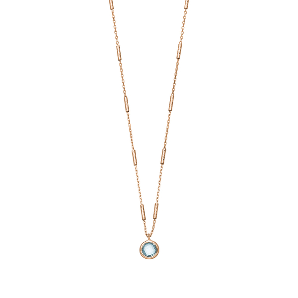 Leaf Jewelry Halskette Solitär, Blauer Topaz, 18 K Rosegold vergoldet