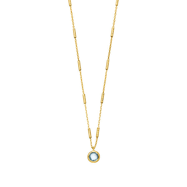 Halskette Solitr, Blauer Topaz, 18 Karat Gelbgold vergoldet