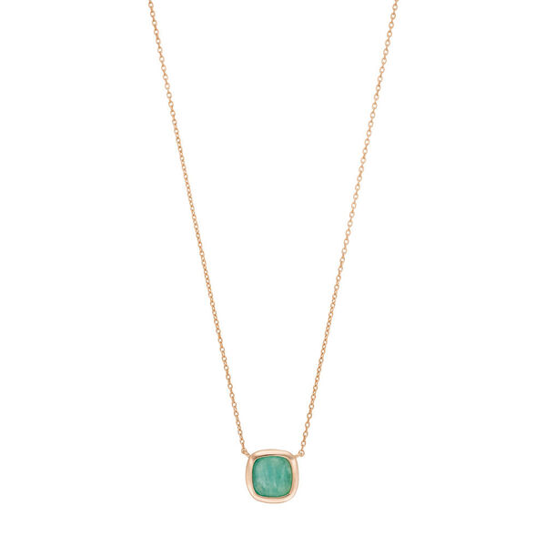 Halskette Square, Amazonite, 18 K Rosegold vergoldet