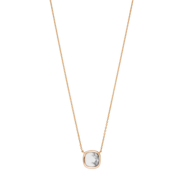 Halskette Square Howlite, 18 K Rosegold vergoldet